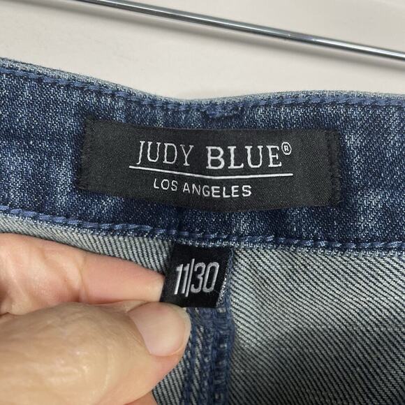 Judy Blue Tell Me About It Straight Fit Jeans Size 11/30 Blue Studded Stretch - Picture 5 of 16